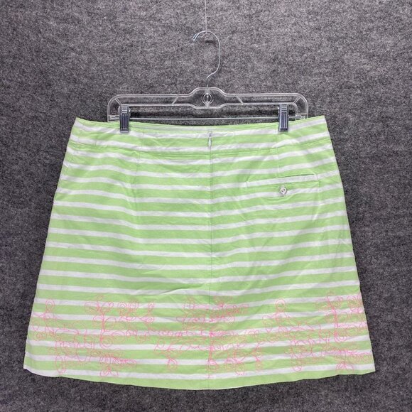 Lady Hagen Skirts Women's 12 Green White Striped Zip Lined Shorts Sport Cotton - Picture 2 of 9